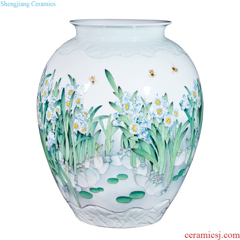 Jingdezhen ceramic Chinese hand-painted thin foetus dry flower vases, contemporary and contracted sitting room bedroom TV ark collection furnishing articles