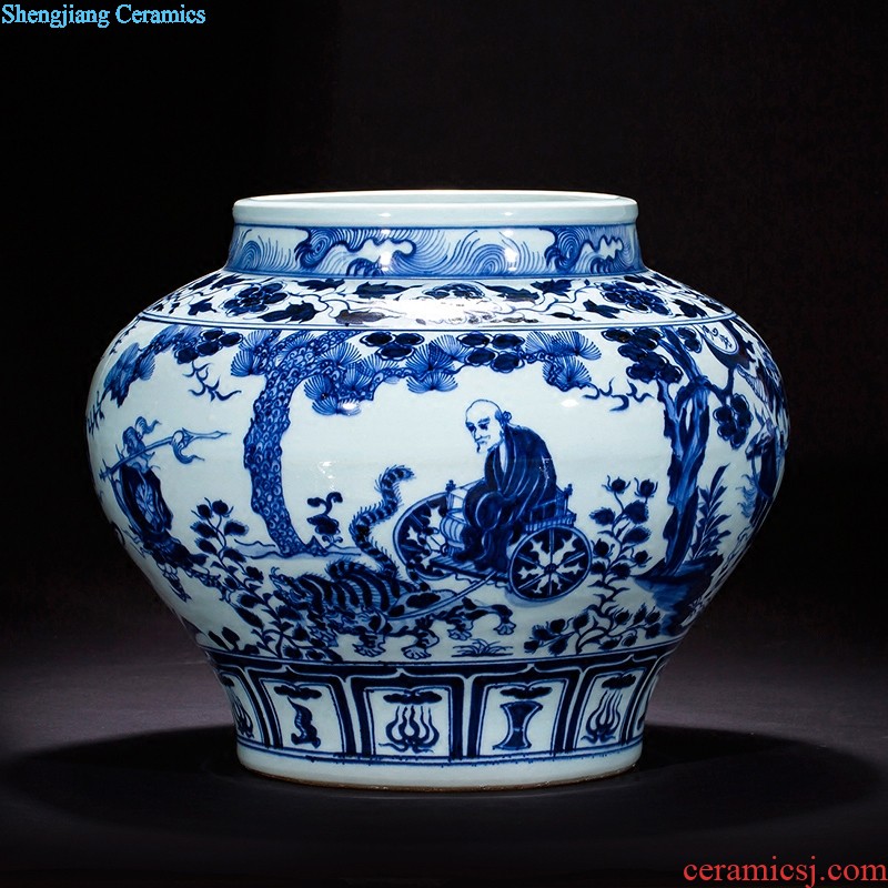 Cb27 large aquarium goldfish turtle of blue and white porcelain of jingdezhen ceramics to heavy cylinder fish bowl turtle cylinder feng shui porcelain