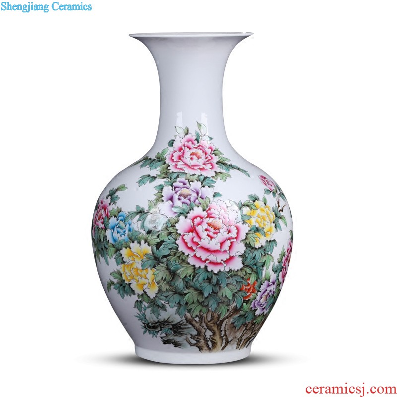 Jingdezhen ceramics vase Famous hand-painted flowers peony vases, flower implement the sitting room is the study of new Chinese style furnishing articles