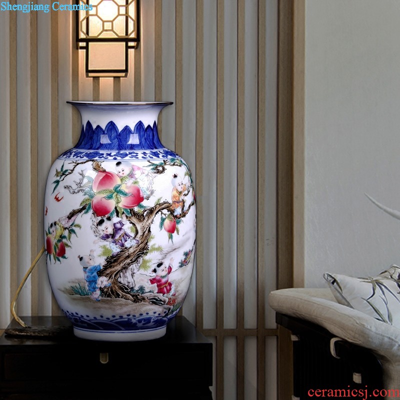 Jingdezhen ceramics hand-painted scenery mei bottle vases, flower arranging Chinese style household crafts living room TV cabinet furnishing articles