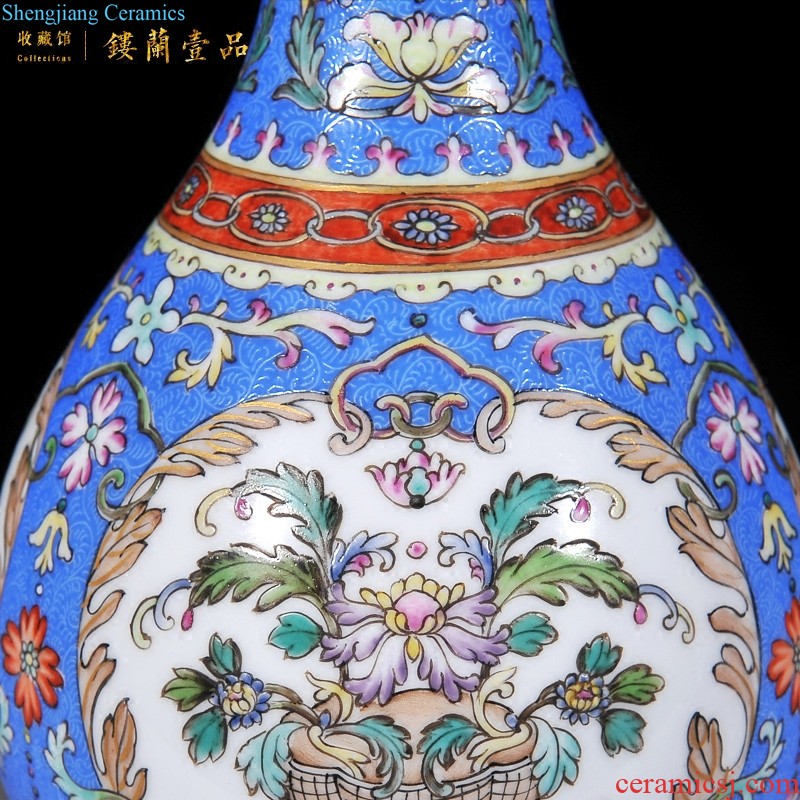 Jingdezhen imperial kiln chinaware imitation qing qianlong offering blue paint landscape big vase with a pair of the sitting room to collect furnishing articles