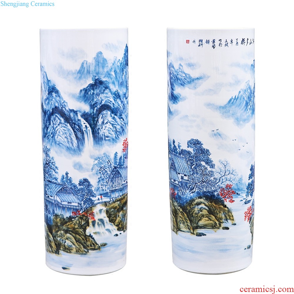 Famous master of jingdezhen ceramics hand-painted color TV sitting room adornment ark furnishing articles under glaze blue and white porcelain vase