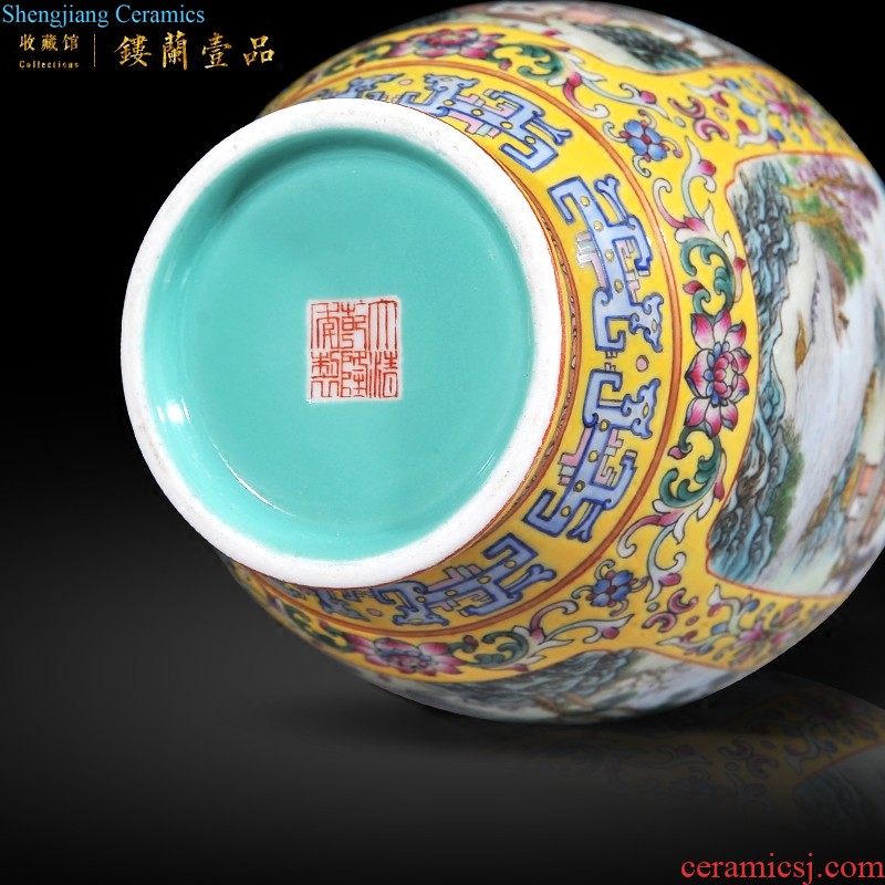 Jingdezhen imperial kiln chinaware archaize kangxi alum gold medallion red flower on celestial flower vase collection furnishing articles