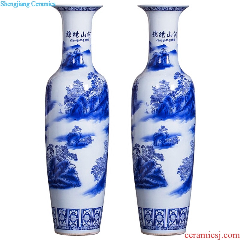 Jingdezhen ceramics antique hand-painted scenery peony home sitting room hotel adornment furnishing articles of large vase