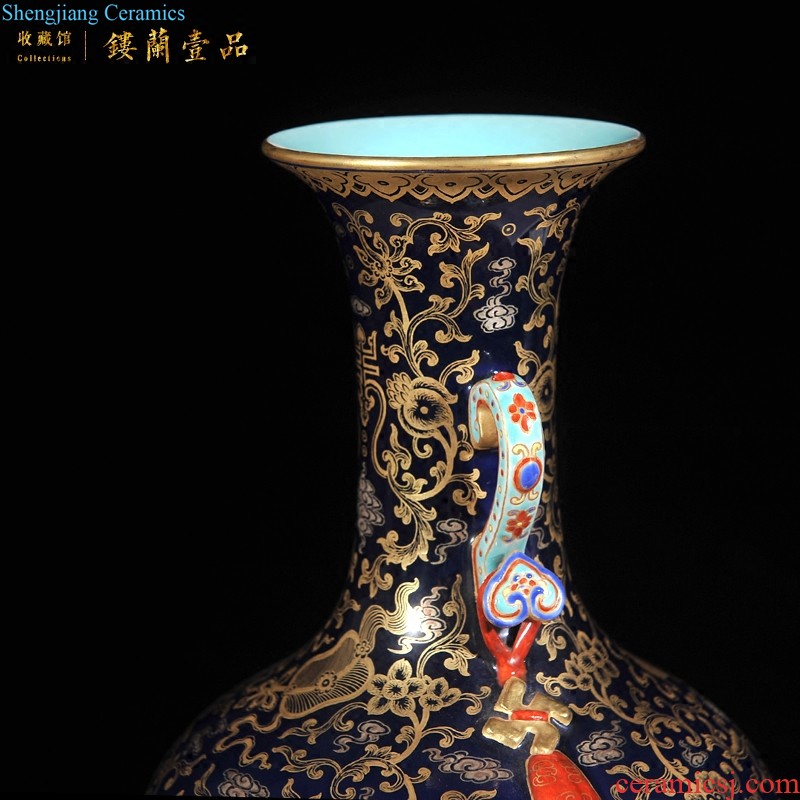 Jingdezhen imperial kiln chinaware imitation qing qianlong yellow medallion in pastel landscape pattern vase sitting room adornment is placed