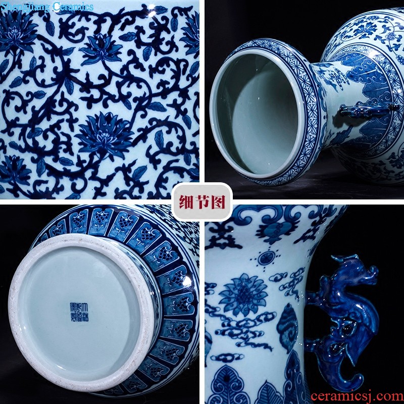 Sz - 035 blue and white porcelain of jingdezhen ceramics jiangnan spring scenery of large vase home sitting room adornment is placed