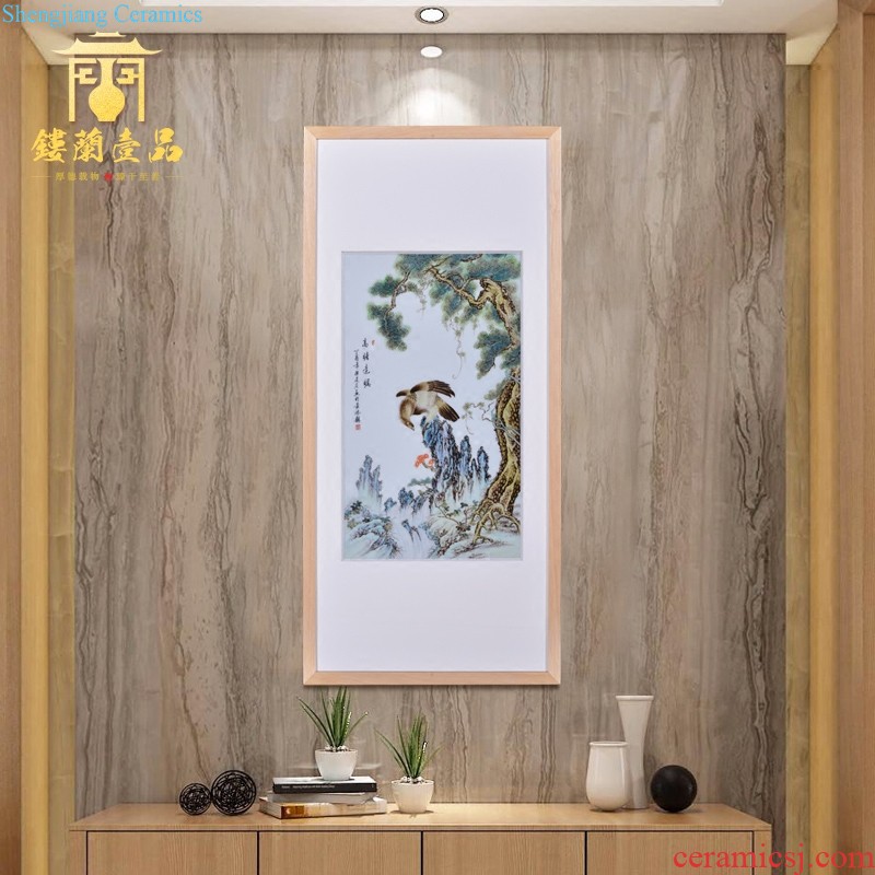 Jingdezhen ceramics hand-painted wall of setting of famille rose porcelain plate paint decoration hanging decoration of Chinese style living room furnishing articles