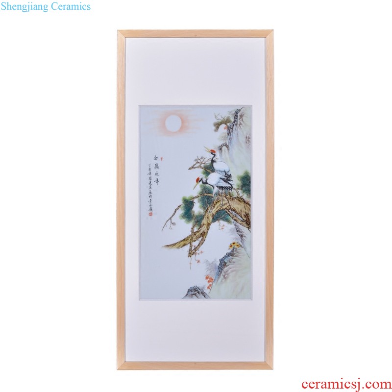 Hand draw freehand brushwork in traditional Chinese jingdezhen ceramics tawny four screen porcelain plate painting decorative painter in the sitting room is placed