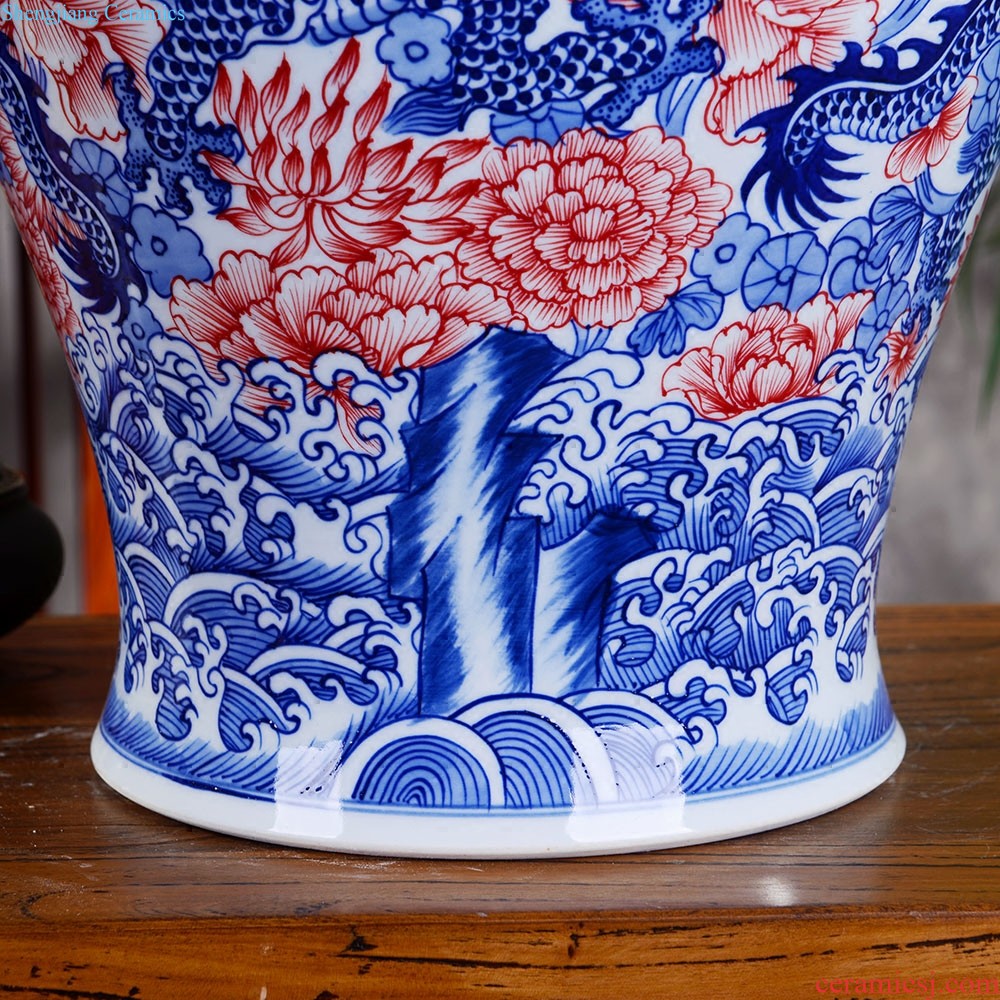 Jingdezhen ceramics vase hand-painted flower arranging furnishing articles of Chinese style living room TV cabinet decoration porcelain home decoration