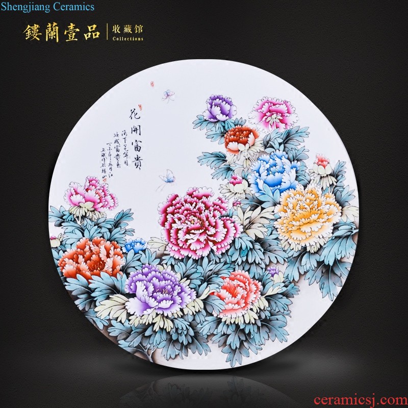 Jingdezhen ceramics hand-painted flowers adornment metope porcelain plate hang a picture to Chinese mural home furnishing articles in the living room