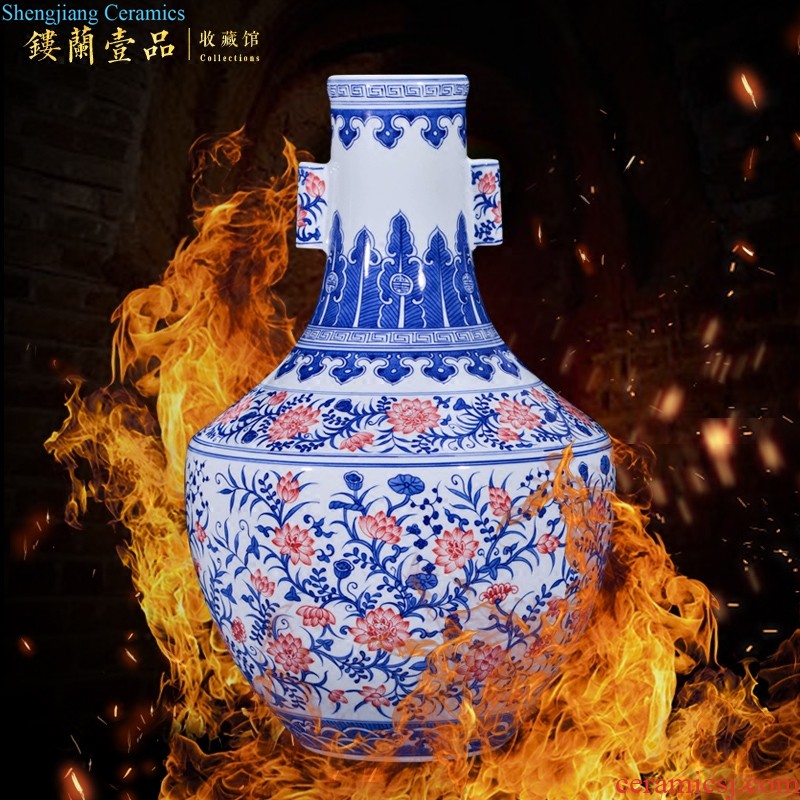 Jingdezhen blue and white youligong longfeng ceramics imitation qing qianlong vase sitting room of new Chinese style household adornment furnishing articles