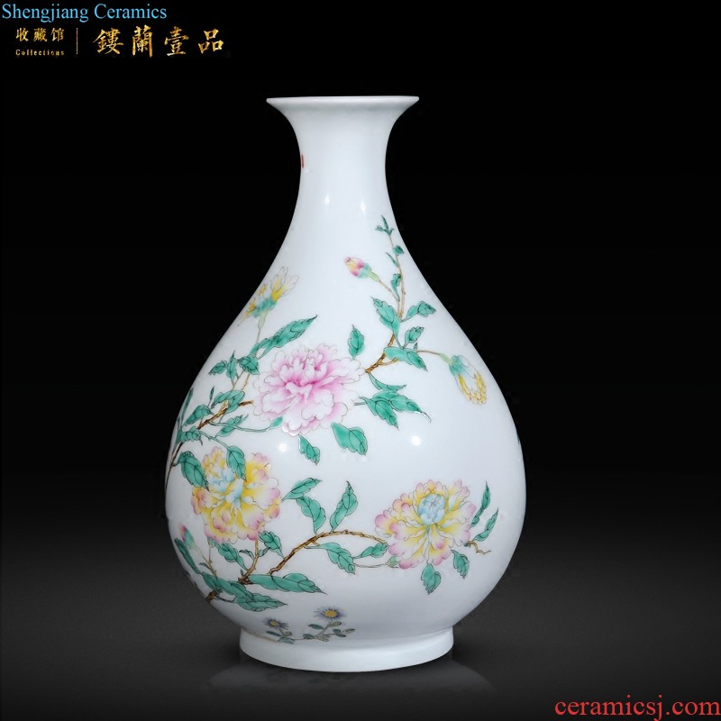 Grilled jingdezhen imperial kiln chinaware imitation qing qianlong pastel flowers flower live gourd vases sitting room home furnishing articles