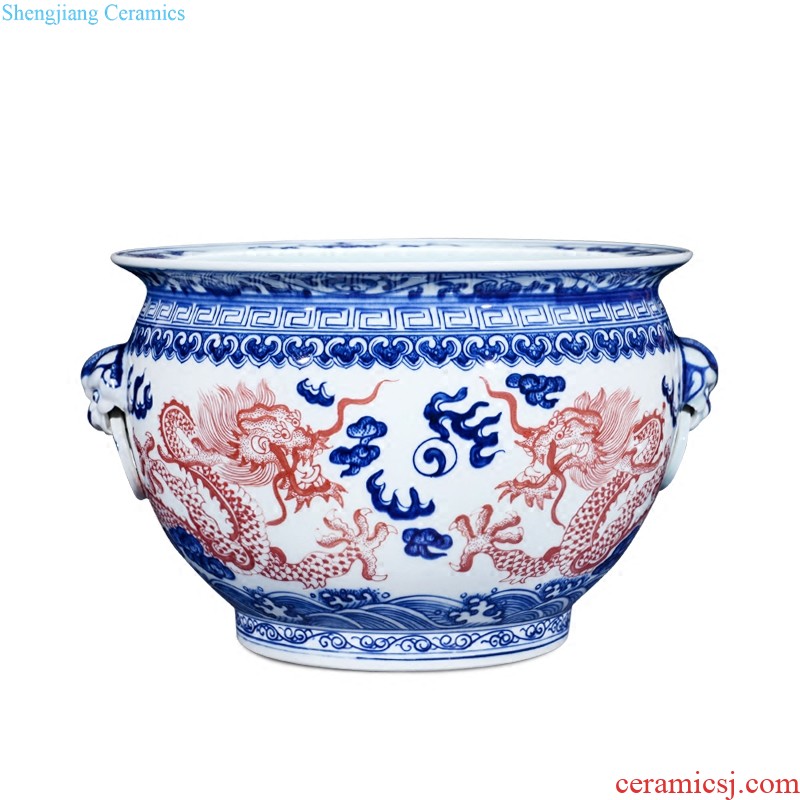 Jingdezhen ceramics hand-painted famille rose flower vase blooming flowers Chinese style living room home decoration collection furnishing articles