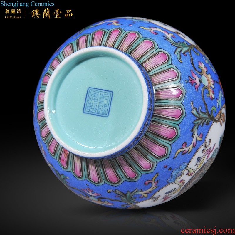 Jingdezhen imperial kiln chinaware imitation qing qianlong offering blue paint landscape big vase with a pair of the sitting room to collect furnishing articles