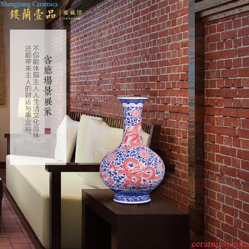 Jingdezhen ceramics archaize qianlong pastel green space around branch grain mei bottles of sitting room home decoration collection furnishing articles