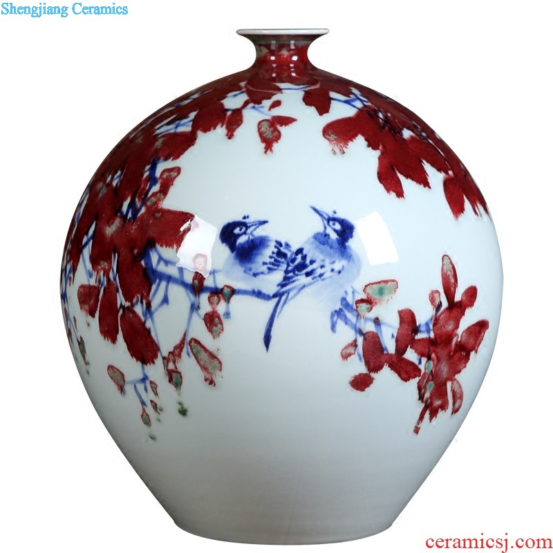 Jingdezhen ceramics vase Archaize blessing ShouMei bottle of blue and white porcelain decoration home furnishing articles in the living room