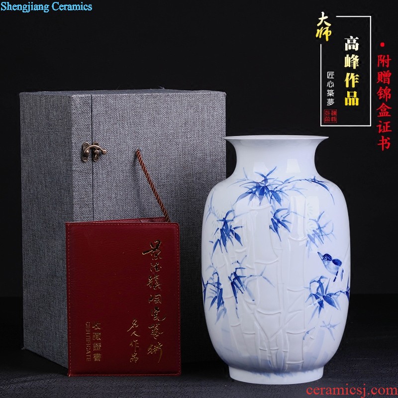 Jingdezhen ceramics vase Hand painted blue and white porcelain chun connect FuXin Chinese style decoration crafts are sitting room