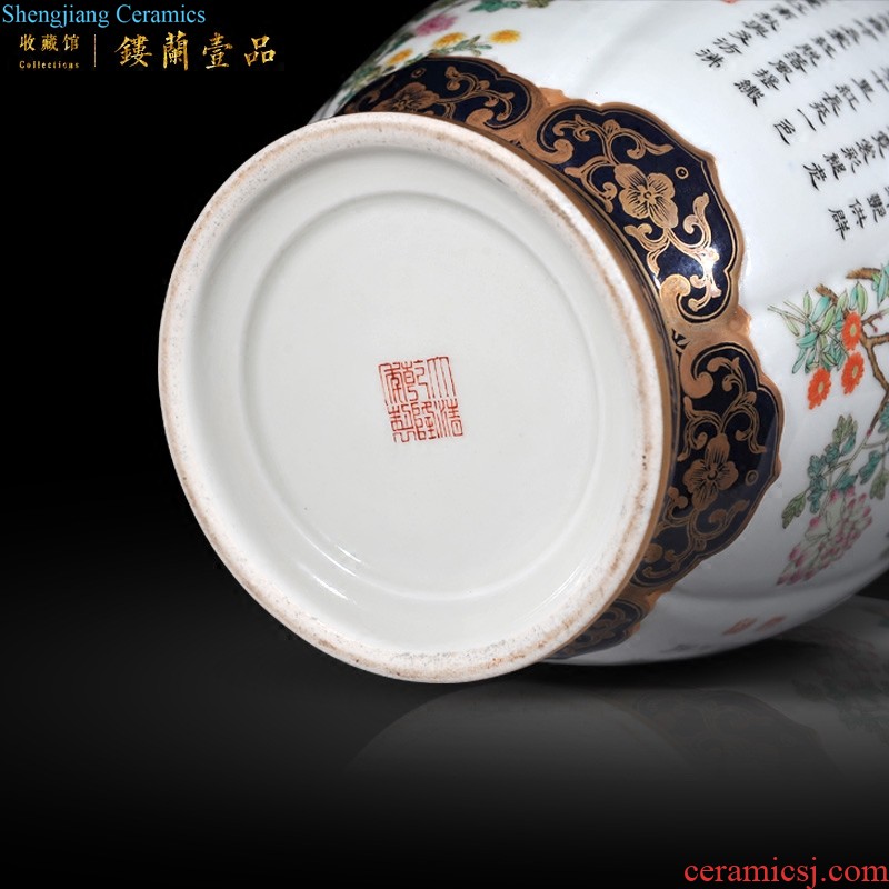 Jingdezhen imperial kiln chinaware imitation qing qianlong pastel yellow scramble for flower vase okho spring sitting room adornment is placed