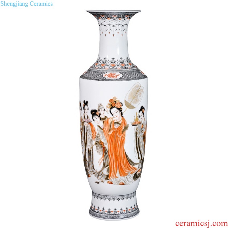 Jingdezhen ceramic hand-painted thin foetus vase furnishing articles dried flowers flower arrangement of new Chinese style of Chinese style porch sitting room adornment ornament