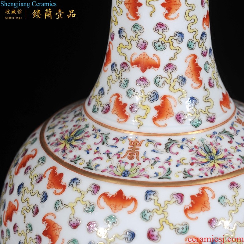 Jingdezhen imperial kiln chinaware imitation qing qianlong sharply glaze colour stripes vase household decorative furnishing articles in the living room