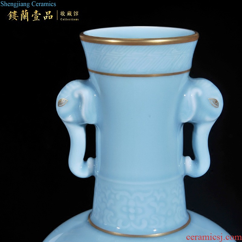 Blue and white peach jingdezhen ceramics imitation qing qianlong grain the general pot of new Chinese style home furnishing articles sitting room