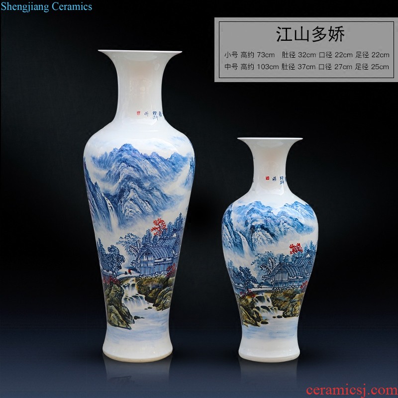 Jingdezhen ceramic vase furnishing articles list hand-painted blooming flowers flower implement Chinese style household adornment blue and white porcelain vase