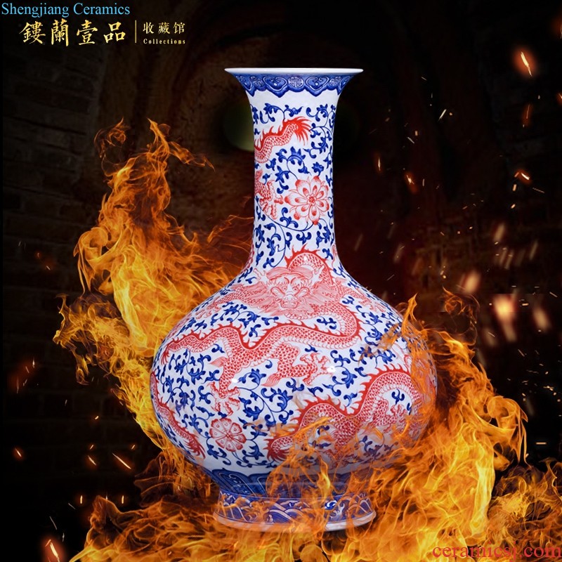 Jingdezhen ceramics archaize qianlong pastel green space around branch grain mei bottles of sitting room home decoration collection furnishing articles