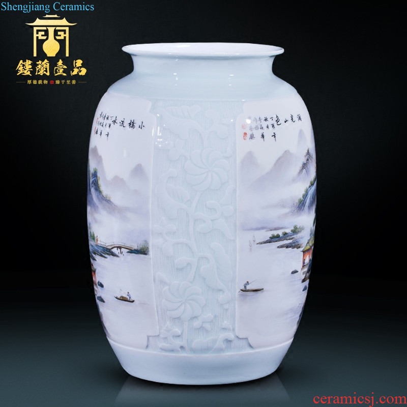 Jingdezhen porcelain hand-painted ceramic flower arranging large vases, the sitting room is the study of new Chinese style TV ark adornment marriage furnishing articles