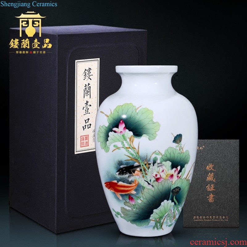 Jingdezhen ceramics hand-painted blue and white landscape landing place of vases, Chinese style living room decorations for the opening of marriage