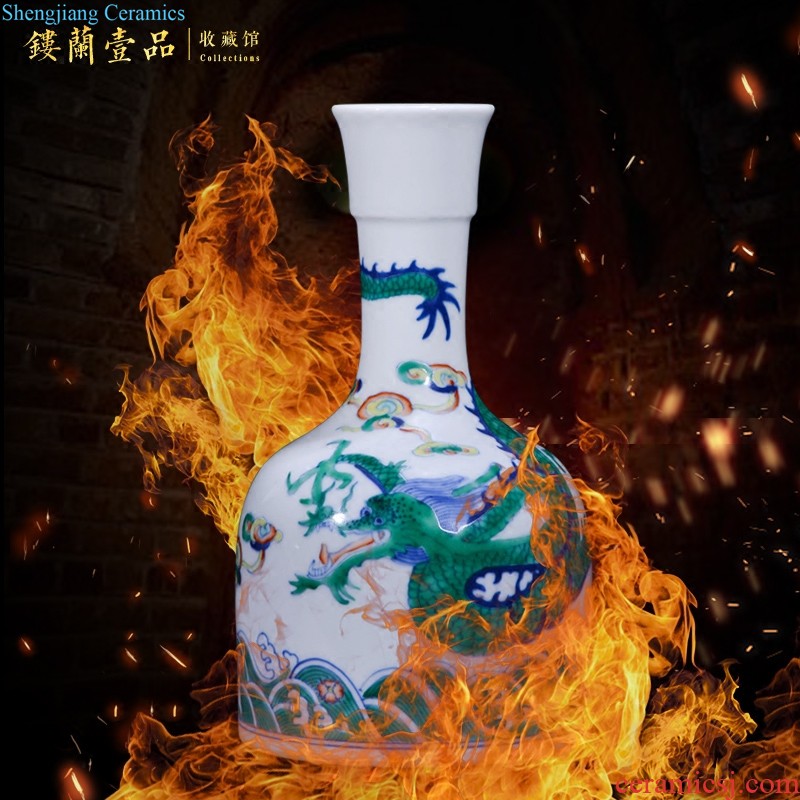 Jingdezhen ceramic imitation qing carmine double open the landscape general pot vase sitting room adornment collection furnishing articles