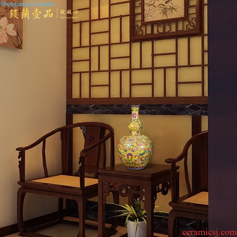 Jingdezhen ceramics imitation qing qianlong pastel hundred bucks grain ears statue of Chinese style living room decorative home furnishing articles collection