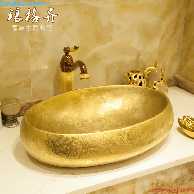 Koh larn, qi stage basin ceramic lavabo gold-plated lavatory basin of elliptic toilet art restoring ancient ways roses