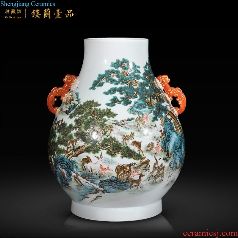 Jingdezhen ceramics imitation qing qianlong blue-and-white in longfeng pot-bellied vases, Chinese style living room home decoration furnishing articles