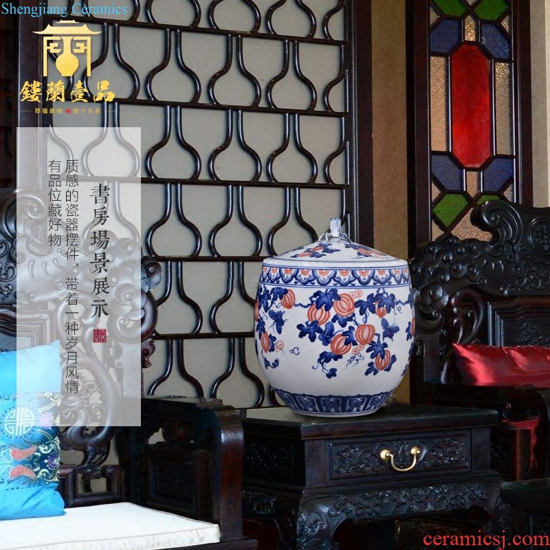 Jingdezhen ceramics hand-painted heavy pastel large caddy prosperous ITO sitting room adornment collection furnishing articles