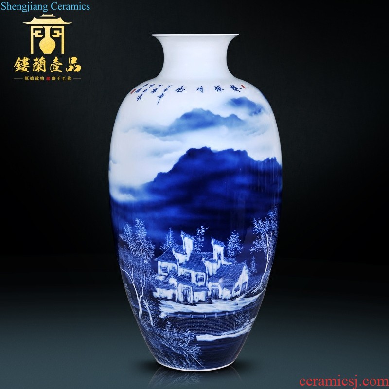 Jingdezhen ceramics antique blue-and-white youligong longfeng general small pot vase Chinese sitting room adornment is placed