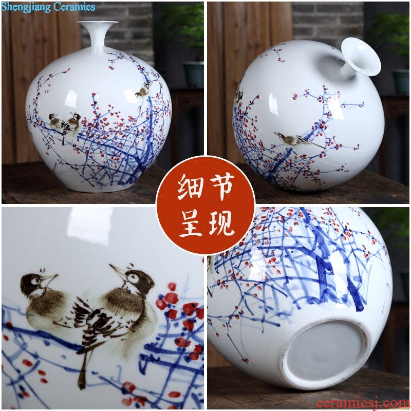 Jingdezhen ceramics vase Hand painted blue and white porcelain chun connect FuXin Chinese style decoration crafts are sitting room