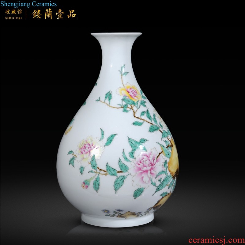 Grilled jingdezhen imperial kiln chinaware imitation qing qianlong pastel flowers flower live gourd vases sitting room home furnishing articles