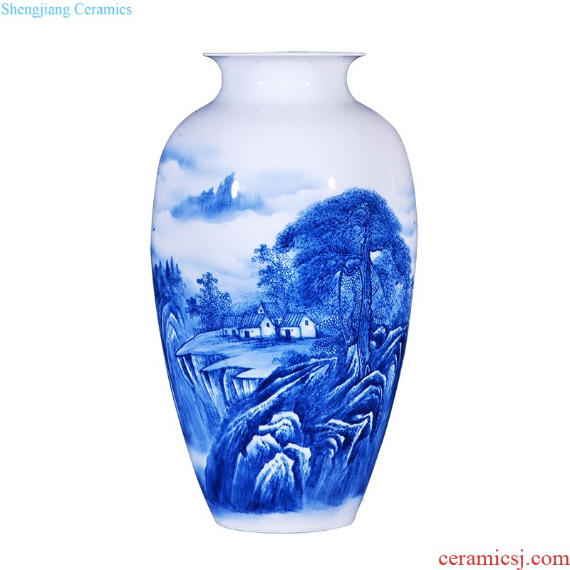 Jingdezhen ceramics furnishing articles hand-painted blue and white porcelain vases, flower arrangement of Chinese style restoring ancient ways is the sitting room bookcase home decoration