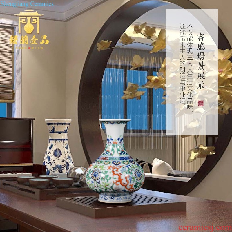 Jingdezhen ceramics hand-painted ceramic vases, flower arranging new Chinese style living room bedroom adornment handicraft furnishing articles of marriage