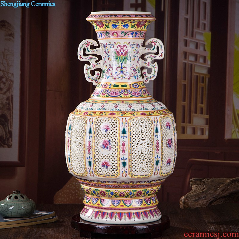 Jingdezhen ceramics festival 379 Chinese red the lad landing big vase decoration porcelain porcelain furnishing articles