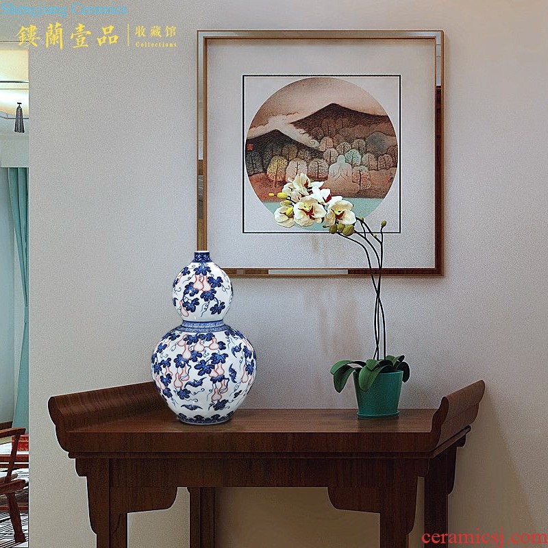 Jingdezhen ceramics hand-painted pastel thin body flower vase new Chinese style living room TV cabinet decoration wedding furnishing articles