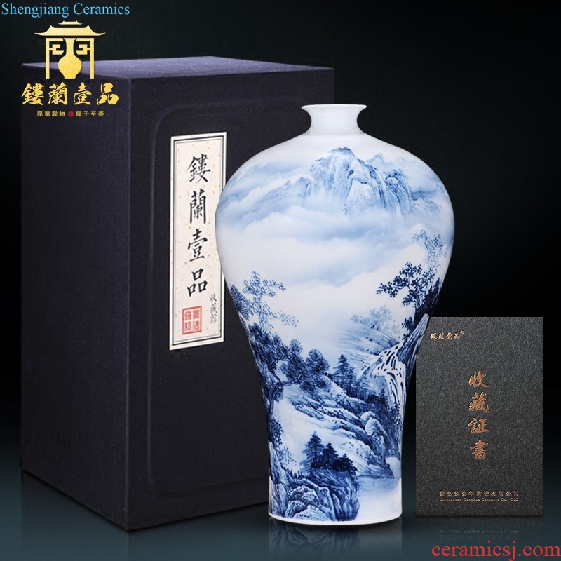 Jingdezhen ceramics imitation qing qianlong powder enamel vase all around open the big living room home furnishing articles collection