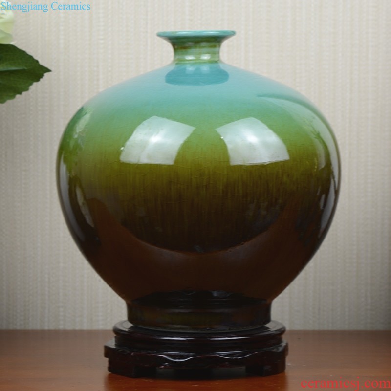 Jingdezhen ceramic kiln blue vase European ikebana sitting room porch household soft adornment handicraft furnishing articles