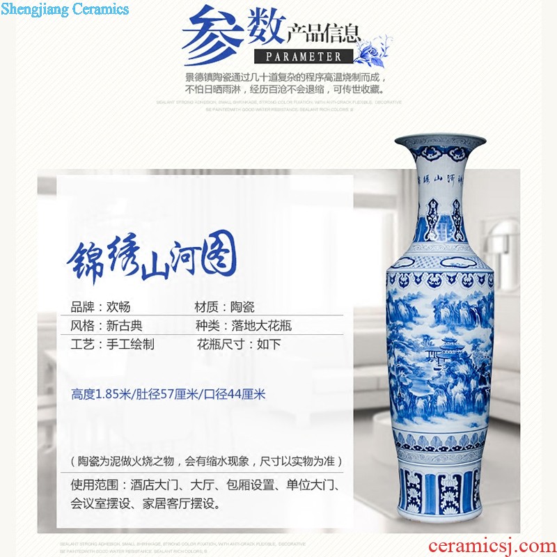 Famous master of jingdezhen ceramics hand-painted vases, flower arranging furnishing articles furnishing articles five sub-ka Chinese style living room decoration