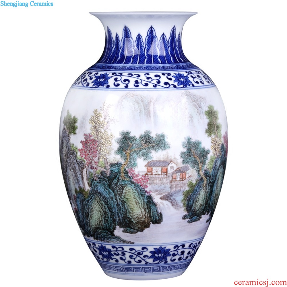 Jingdezhen ceramics flower decorations Famous creation of three figure New Chinese style household furnishing articles in the living room