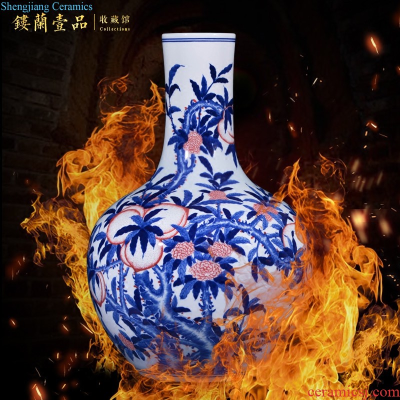 Jingdezhen ceramics imitation qing qianlong vase powder enamel guanyin sitting room of new Chinese style household adornment furnishing articles