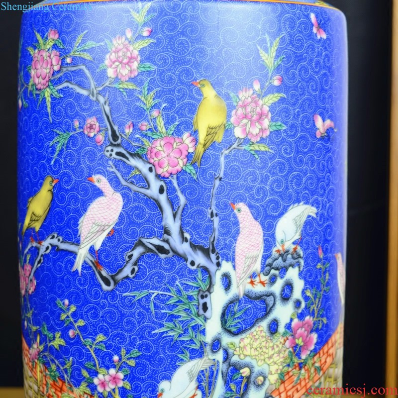 Jingdezhen ceramics celebrity hand-painted big sitting room rich ancient frame of new Chinese style household vase flower adornment furnishing articles