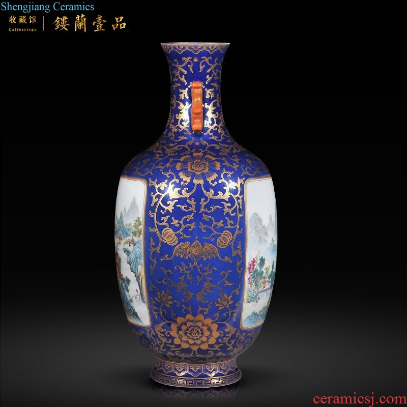 Jingdezhen imperial kiln chinaware imitation qing qianlong pastel ensemble figure anise vase sitting room adornment is placed