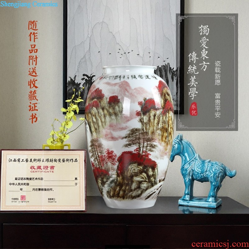 Jingdezhen ceramic sitting room big vases, flower arranging new Chinese style household adornment housewarming landing place hotel opening