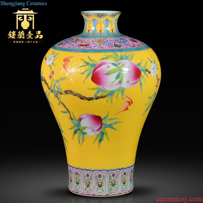 Jingdezhen ceramics imitation qing qianlong pastel chicken ears pipa flower vase sitting room home furnishing articles